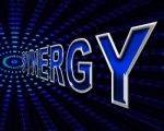 Synergy Energy Means Power Source And Collaborate Stock Photo