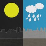 Weather Seasonal Concept In Stitch Style On Fabric Background Stock Photo