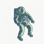 Astronaut Floating In Space Scratchboard Stock Photo