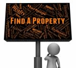 Find Property Represents Real Estate And Board 3d Rendering Stock Photo