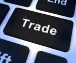 Trade Computer Key Represents Commerce Online Stock Photo