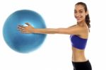 Fitness Enthusiast Holding A Swiss Ball Stock Photo