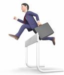 Win Businessman Represents Climb Over And Blocked 3d Rendering Stock Photo