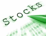 Stocks Word Displays Share Market And Investment Stock Photo