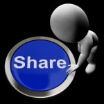 Share Button Means Sharing With And Showing Stock Photo
