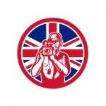 British Cameraman Union Jack Flag Icon Stock Photo
