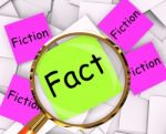 Fact Fiction Post-it Papers Mean Truth Or Myth Stock Photo