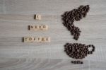 I Need Coffee Word Qoute With Roasted Coffee Beans Placed In The Stock Photo