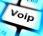 Voip Keyboard Means Voice Over Internet Protocol Or Broadband Te Stock Photo