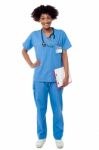 Full Length Portrait Of Young Medical Professional Stock Photo