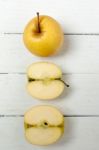 Fresh Tasty Yellow Apple Fruits Isolated On A White Background Stock Photo