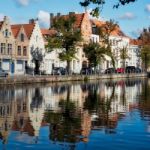 View Along A Canal In Bruges Stock Photo