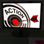 Action On Monitor Showing Acting Stock Photo