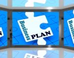 Business Plan On Screen Showing Business Strategies Stock Photo