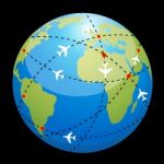 Globe With Air Route Stock Photo