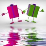 Presents Displays Receiving And Unwrapping Xmas Or Birthday Gift Stock Photo