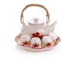 Mini Tea Set Isolated On White Background Stock Photo
