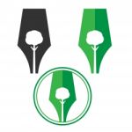 Abstract Tree And Pen Logo- Logo Stock Photo