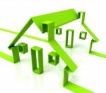 Green House Symbol Shows Real Estate Or Rentals Stock Photo