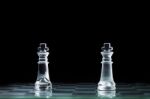 Confrontation - Two Wooden Chess King Standing Against Each Othe Stock Photo