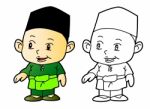 Coloring Melayu Muslim Boy -  Illustration Stock Photo