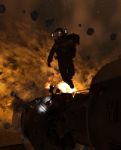 3d Illustration Of An Astronaut In Asteroid Field,scifi Fiction Stock Photo