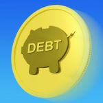 Debt Gold Coin Means Money Borrowed And Owed Stock Photo