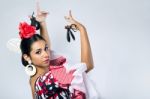 Flamenco Dancer In Beautiful Dress Stock Photo
