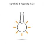Creative Light Bulb Logo Design,paper Clip Sign Stock Photo