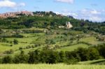 View Of Montepulciano In Tuscany Stock Photo