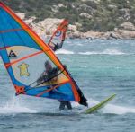 Windsurfing At Porto Pollo In Sardinia Stock Photo