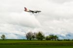 Germanwings Airplane Approaching Stuttgart Stock Photo