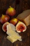 Pecorino Cheese And Fresh Figs Stock Photo