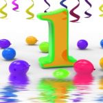 Number One Party Displays Garlands And Balloons Stock Photo