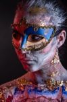 Creative Podium Makeup In Venetian Lady Style Stock Photo