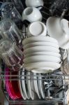 Dishwasher After Cleaning Process Stock Photo