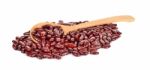 Red Kidney Beans On A Wooden Spoon Isolated Stock Photo