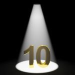 Golden Number 10 With Spotlit Stock Photo