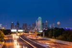 Dallas Downtown Skyline At Night Stock Photo