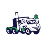 Semi Truck Rig Waving Cartoon Stock Photo