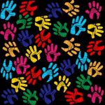 Handprints Colourful Means Background Vibrant And Watercolor Stock Photo