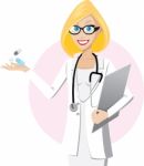 Blonde Doctor With Medicine Stock Photo