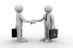 Two 3d People Are Shaking Hands Stock Photo