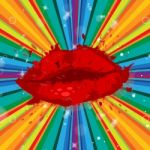 Hearts Lips Shows Valentines Day And Face Stock Photo