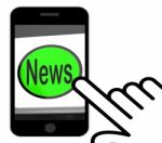 News Button Displays Newsletter Broadcast Online Stock Photo