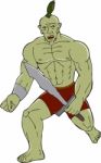 Orc Warrior Wielding Sword Running Cartoon Stock Photo