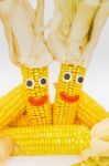 Corncobs With Eyes And Mouth Stock Photo