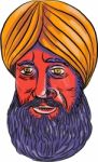 Sikh Turban Beard Watercolor Stock Photo