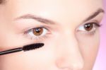 Applying Mascara On Eye Stock Photo