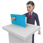 Businessman Punches Laptop Represents Irritated Technology And Biz Stock Photo